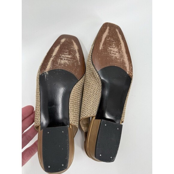 Vintage Stuart Weitzman Gold Shimmer Basket Weave Square Toe Heels Pumps Size 7 - Picture 12 of 12